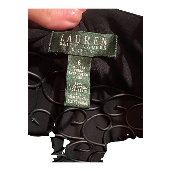 Lauren Ralph Lauren Wrap Dress Ruched Ponte Knit Sleeveless Black Size 6 Career - Picture 8 of 12